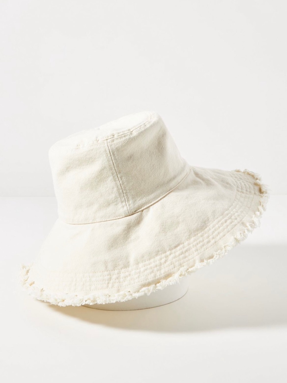 Anthropologie Frayed-Edge Wide Brim Sun Hat in White - Picture 4 of 8